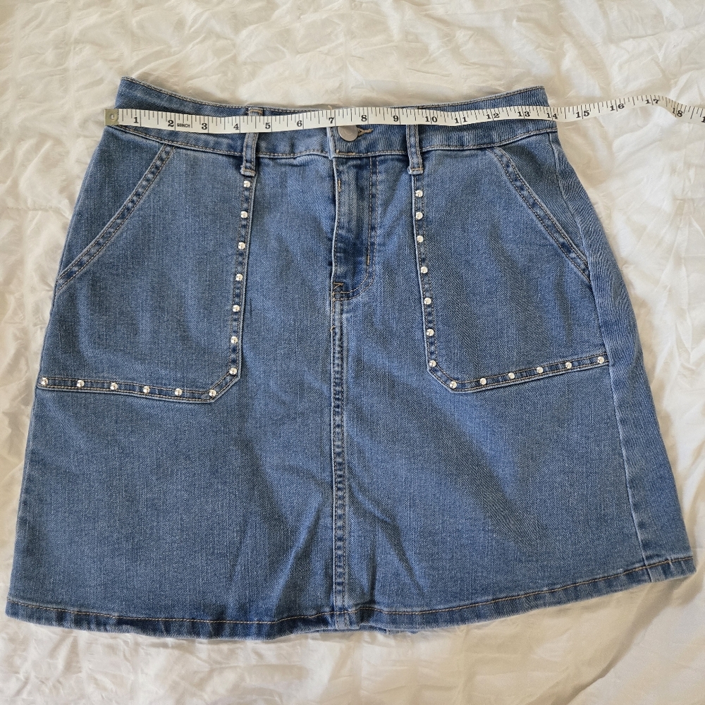 Marc New York Embellished Denim Mini Skirt, Size 4, NWOT